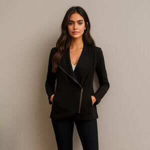 NWT, Belladonna Black Asymmetrical Zip Jacket, Hardware, Size Small